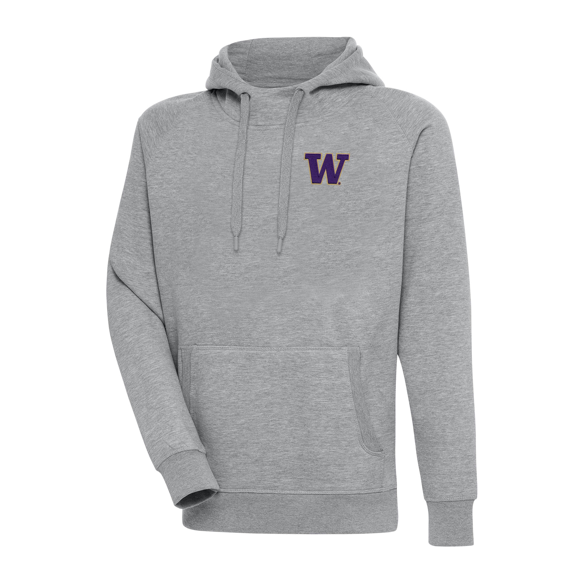 Men's Antigua Heather Gray Washington Huskies Big & Tall Victory Raglan Pullover Hoodie