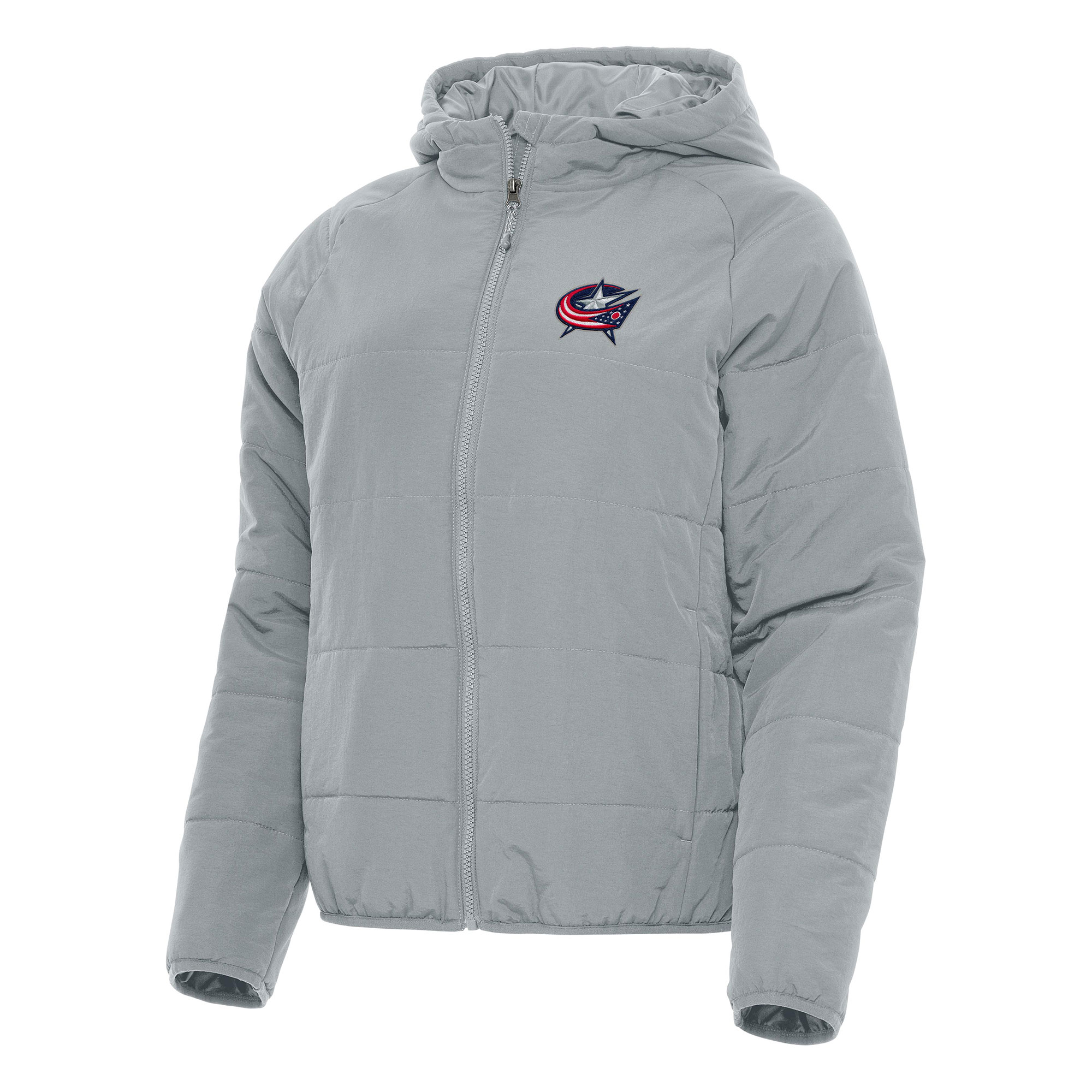 Women's Antigua Gray Columbus Blue Jackets Universe Full-Zip Puffer Jacket