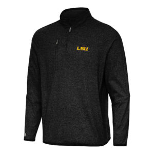 Men's Antigua Heather Black LSU Tigers Certain Quarter-Zip Tri-Blend Sweatshirt