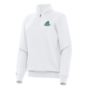 Women's Antigua White Delaware Fightin' Blue Hens Victory Quarter-Zip Sweatshirt