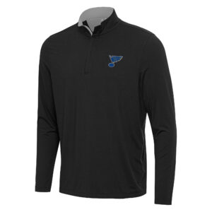 Men's Antigua Black/Gray St. Louis Blues Content Quarter-Zip Pullover Top
