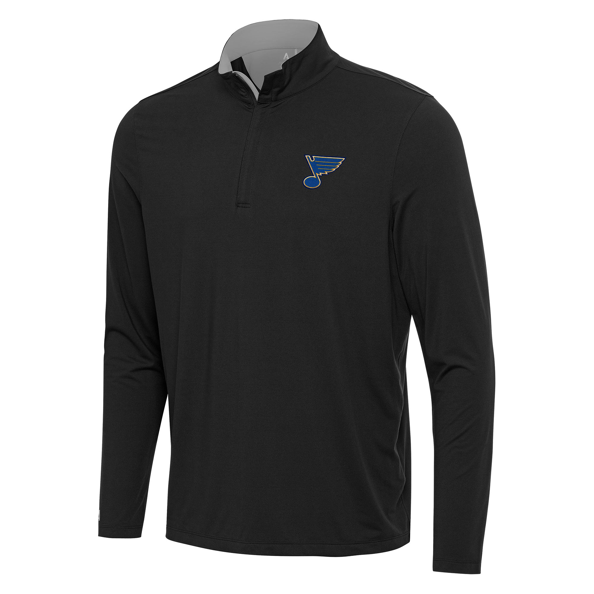 Men's Antigua Black/Gray St. Louis Blues Content Quarter-Zip Pullover Top