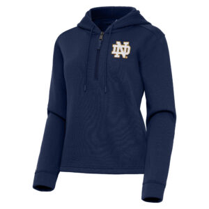 Women's Antigua  Navy Notre Dame Fighting Irish Contemporary Quarter-Zip Hoodie
