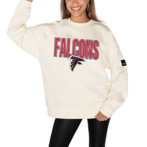 Women's Gameday Couture  Cream Atlanta Falcons Premium Fleece Drop Shoulder Pullover Sweatshirt
