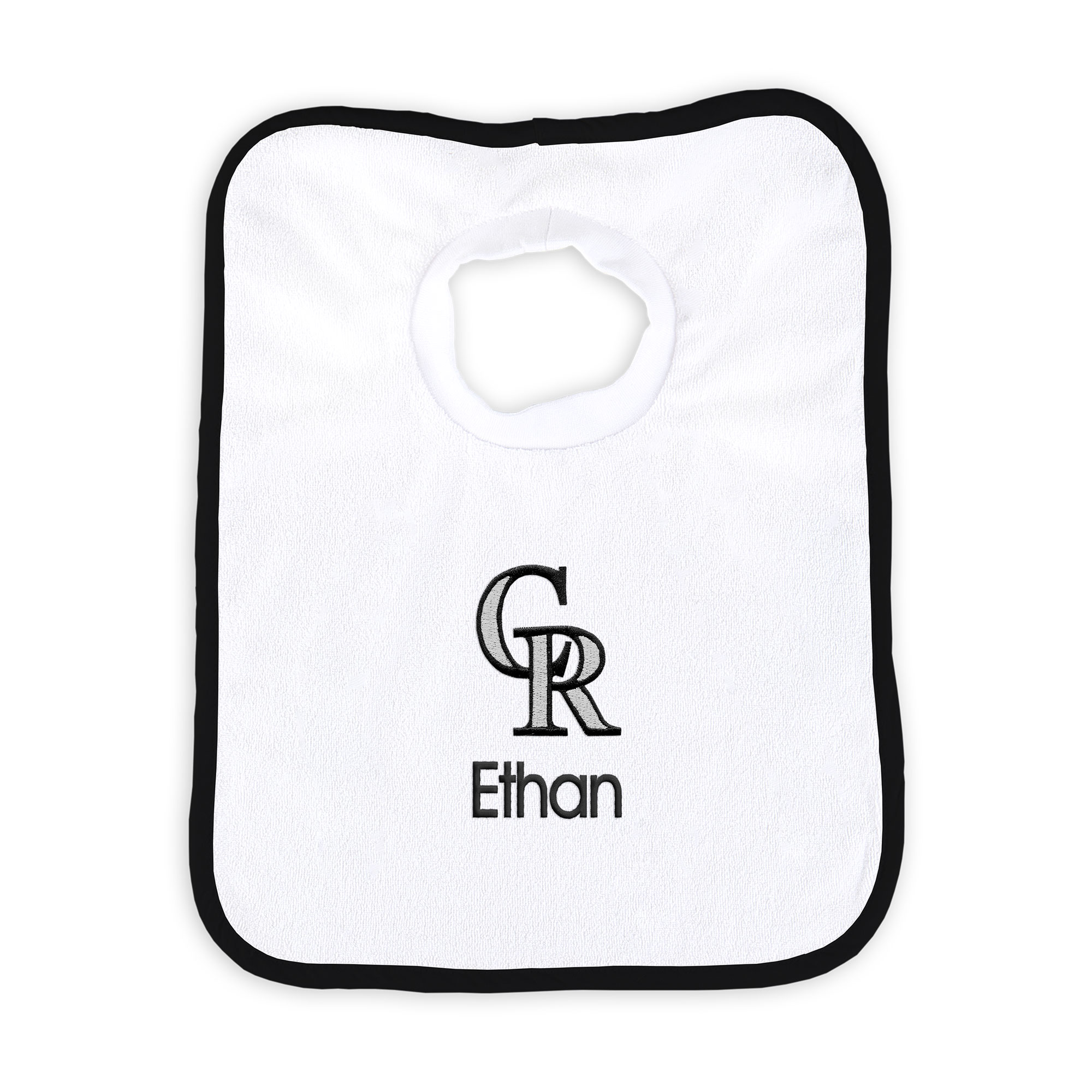 Newborn & Infant White Colorado Rockies Personalized Bib