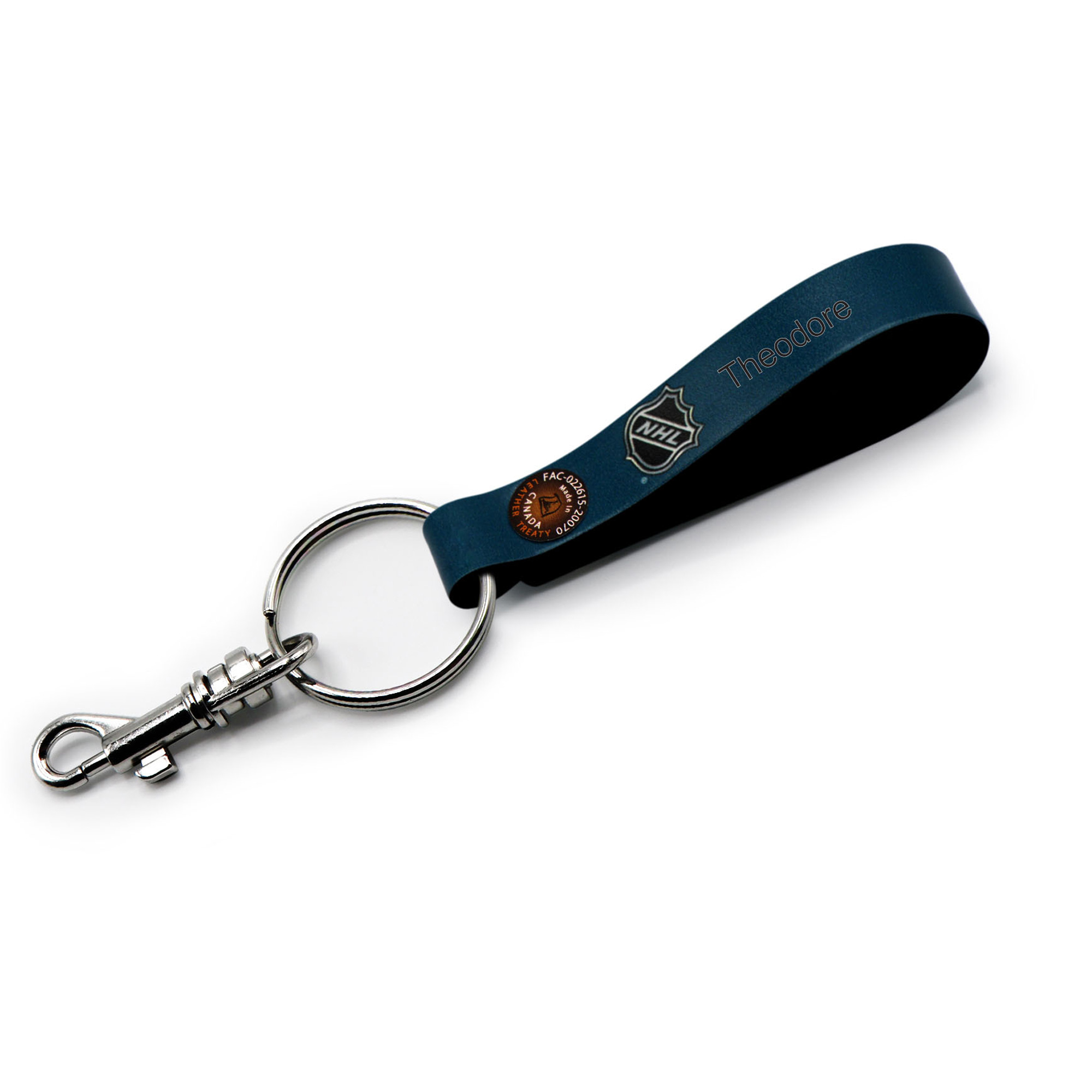 San Jose Sharks Personalized Leather Loop Keychain - Image 3