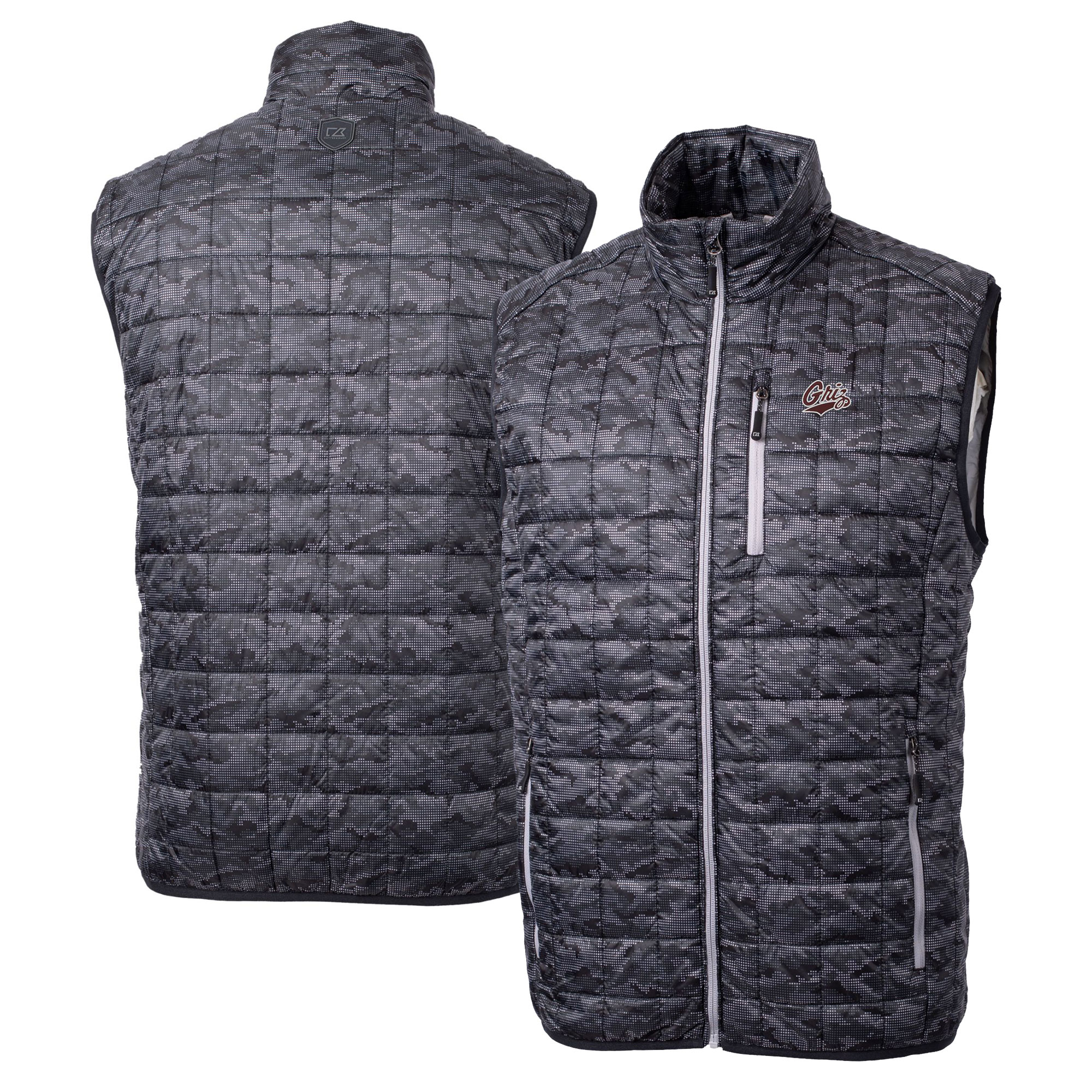 Men's Cutter & Buck Black Montana Grizzlies Rainier PrimaLoft Eco Insulated Printed Full-Zip Puffer Vest - Image 5