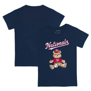 Toddler Tiny Turnip Navy Washington Nationals Teddy Boy T-Shirt