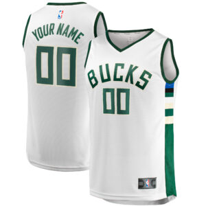 Unisex Fanatics  White Milwaukee Bucks Fast Break Custom Jersey - Association Edition