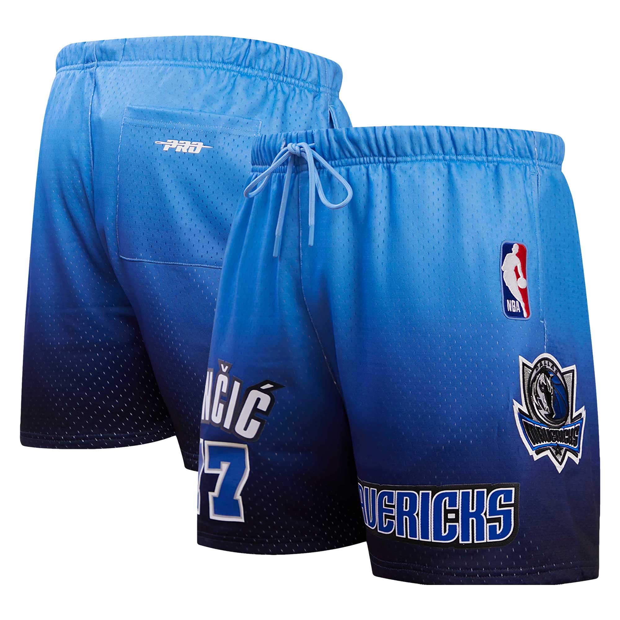 Men's Post Luka Doncic Navy/Blue Dallas Mavericks Ombre Name & Number Shorts