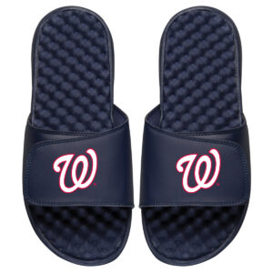 Youth ISlide Navy Washington Nationals Personalized Alternate Logo Slide Sandals