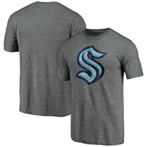 Men's Fanatics Heather Gray Seattle Kraken Distressed Team Tri-Blend T-Shirt