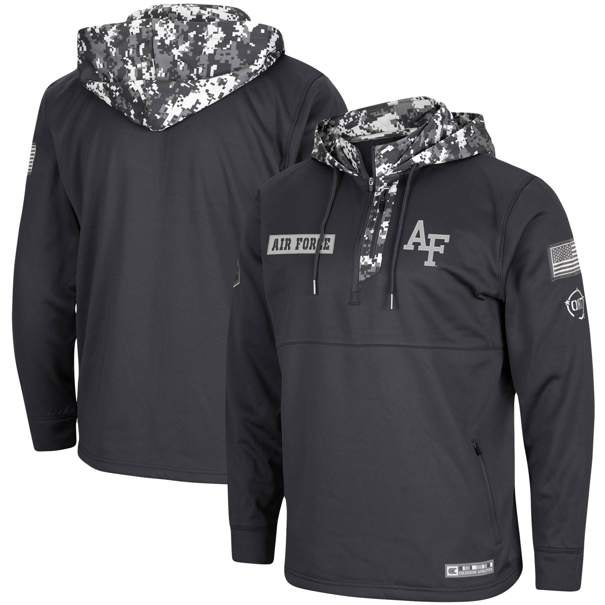 Men's Colosseum Charcoal Air Force Falcons OHT Military Appreciation Digi Camo Quarter-Zip Hoodie - Image 6