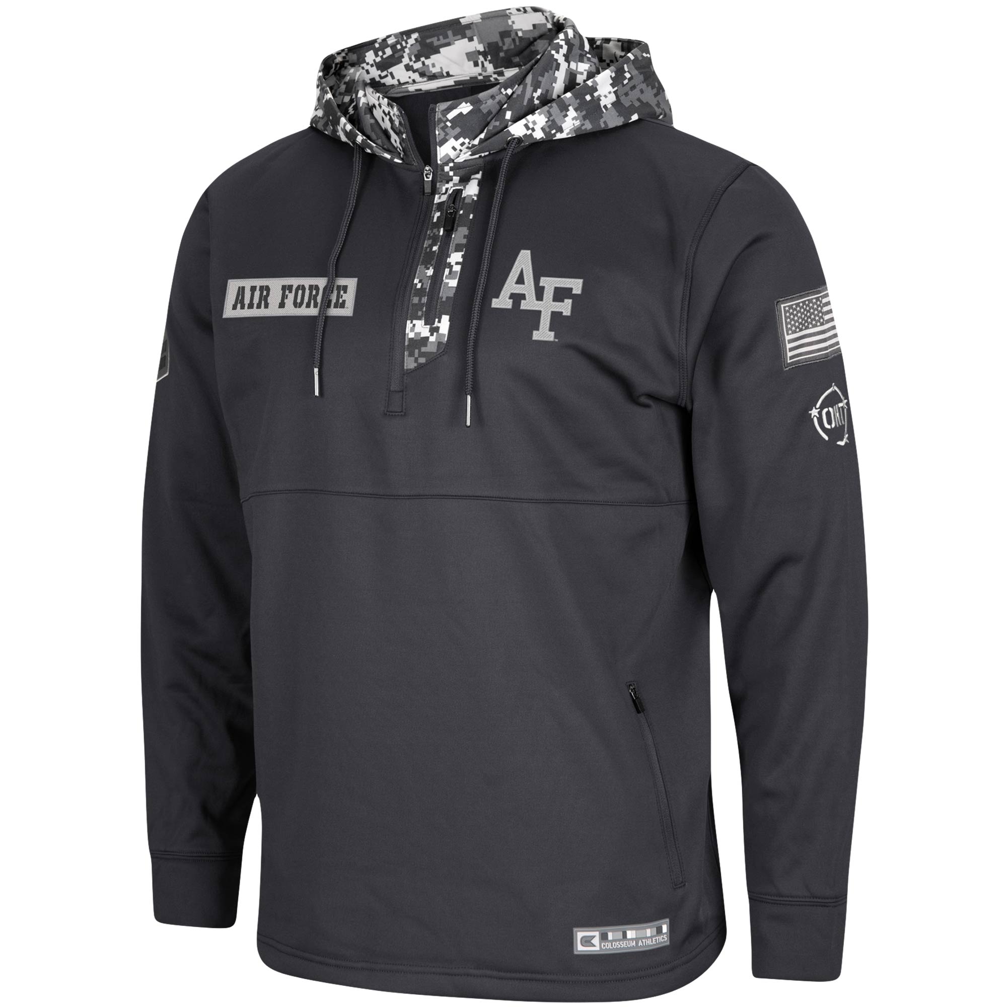 Men's Colosseum Charcoal Air Force Falcons OHT Military Appreciation Digi Camo Quarter-Zip Hoodie - Image 3