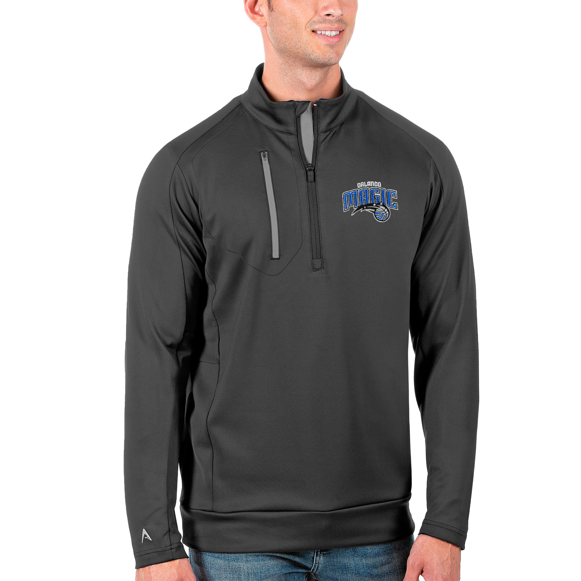 Men's Antigua Charcoal Orlando Magic Generation Quarter-Zip Pullover Jacket
