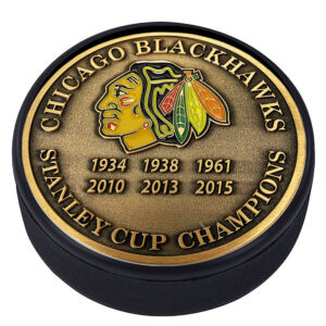 Chicago Blackhawks 6-Time Stanley Cup Champions Medallion Collection Puck