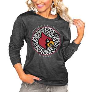 Women's Charcoal Louisville Cardinals Call the Shots Oversized Long Sleeve T-Shirt