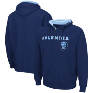 Men's Colosseum Navy Columbia University Arch & Logo 3.0 Full-Zip Hoodie