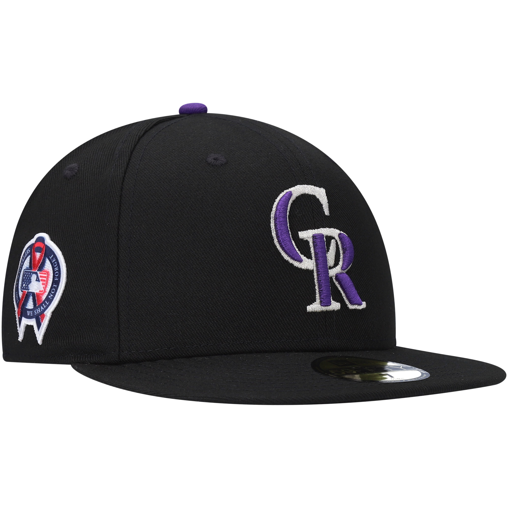 Men's New Era Black Colorado Rockies 9/11 Memorial Side Patch 59FIFTY Fitted Hat - Image 2