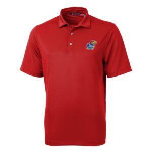 Men's Cutter & Buck Red Kansas Jayhawks Virtue Eco Pique Recycled Polo