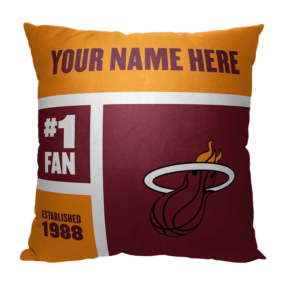 The Northwest Group Miami Heat 18'' x 18'' Colorblock Personalized Throw Pillow