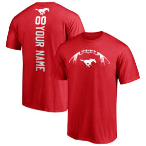 Men's Red SMU Mustangs Playmaker Football Personalized Name & Number T-Shirt