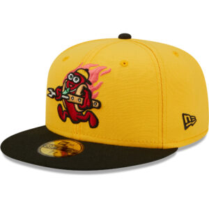 Men's New Era Yellow/Black Perros Calientes de Akron Copa De La Diversion 59FIFTY Fitted Hat