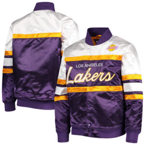 Youth Mitchell & Ness Purple Los Angeles Lakers Hardwood Classics Satin Full-Snap Jacket