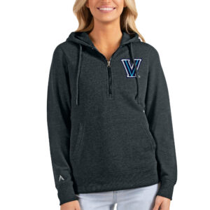 Women's Antigua Heathered Charcoal Villanova Wildcats Action Half-Zip Pullover Hoodie