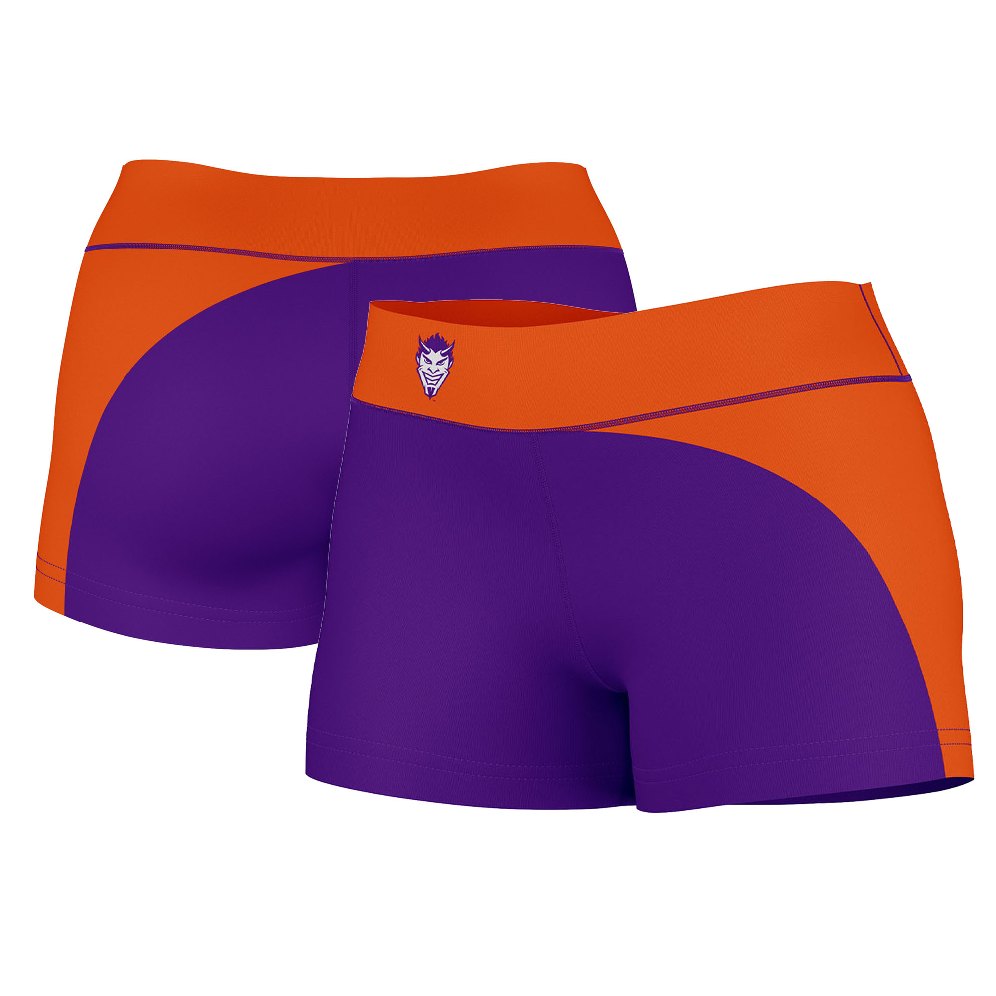 Women's Purple/Orange Northwestern State Demons Curve Side Shorties - Image 2