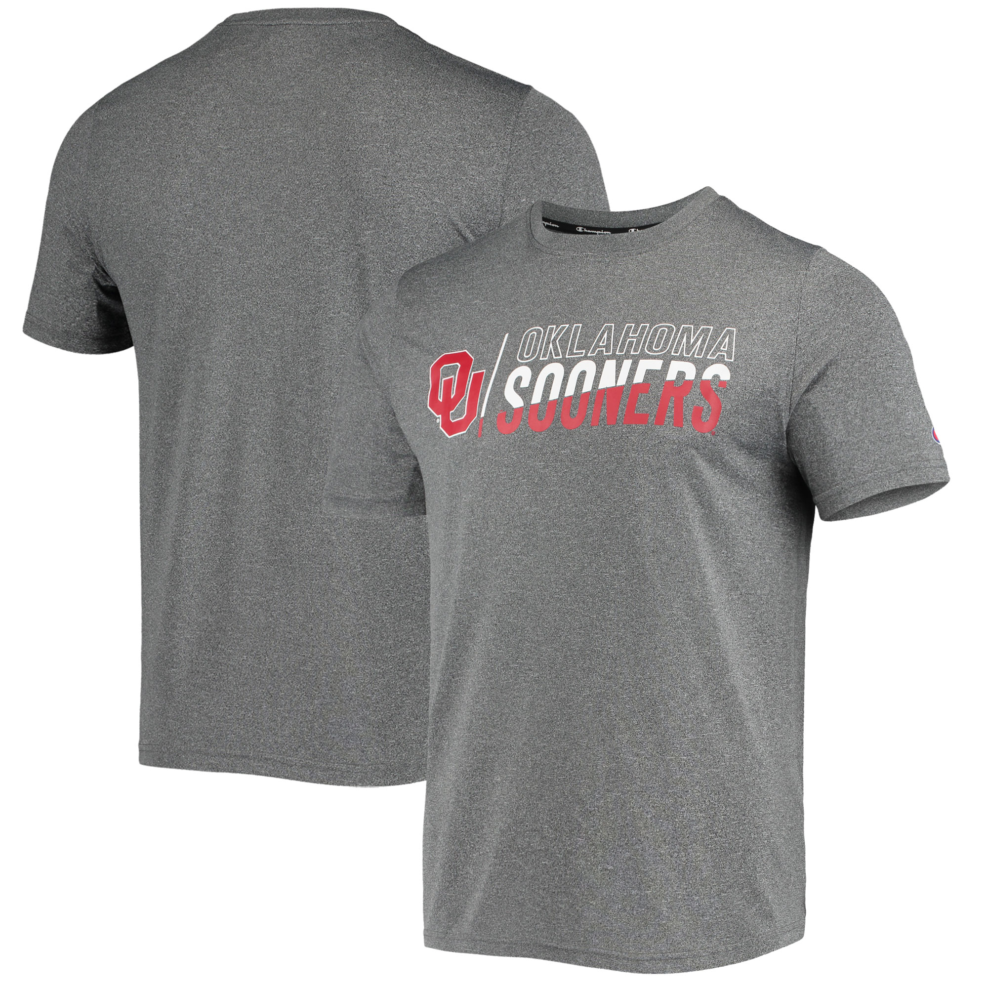 Men's Champion Gray Oklahoma Sooners Slash Stack T-Shirt - Image 5