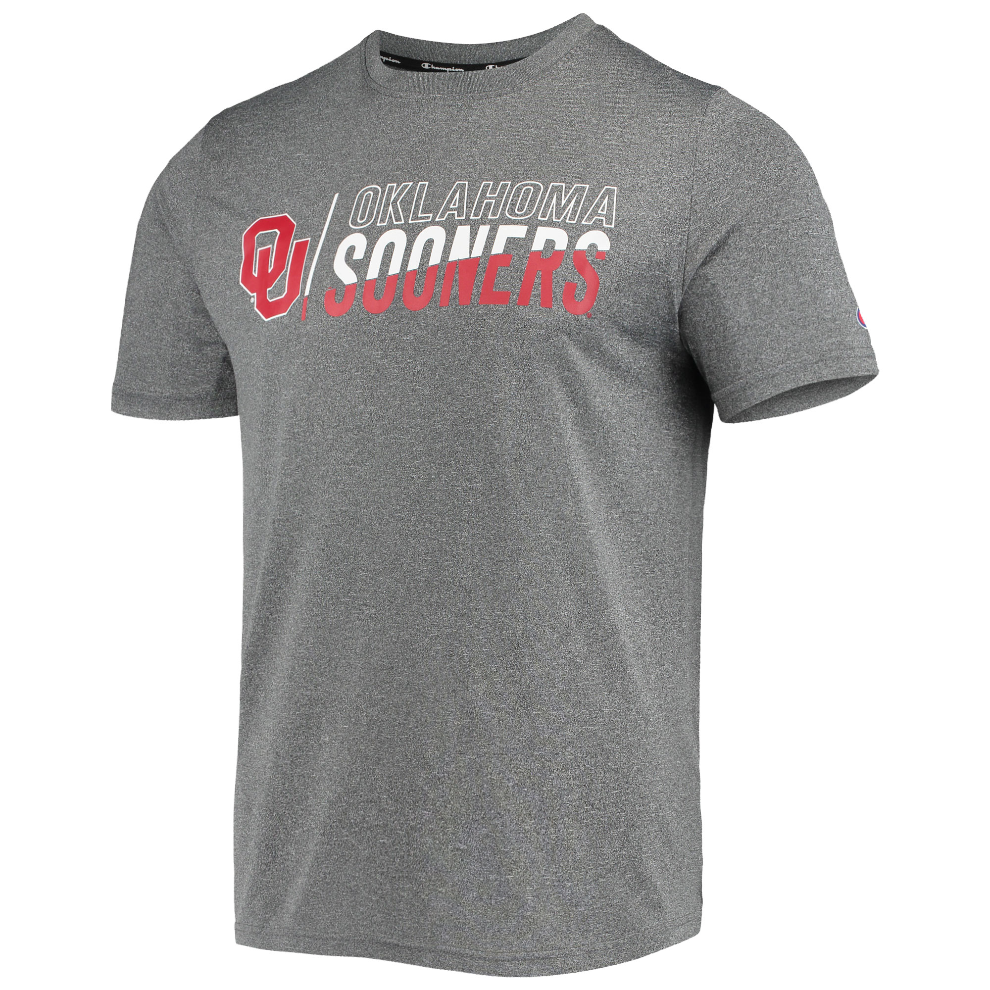 Men's Champion Gray Oklahoma Sooners Slash Stack T-Shirt - Image 3
