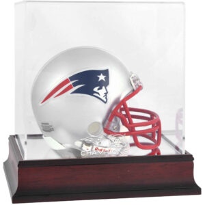 New England Patriots Super Bowl XXXVIII Champions Mahogany Mini Helmet Display Case