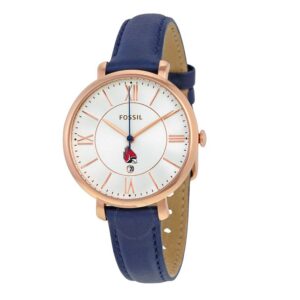 Women's Fossil Navy Ball State Cardinals Jacqueline Leather Watch