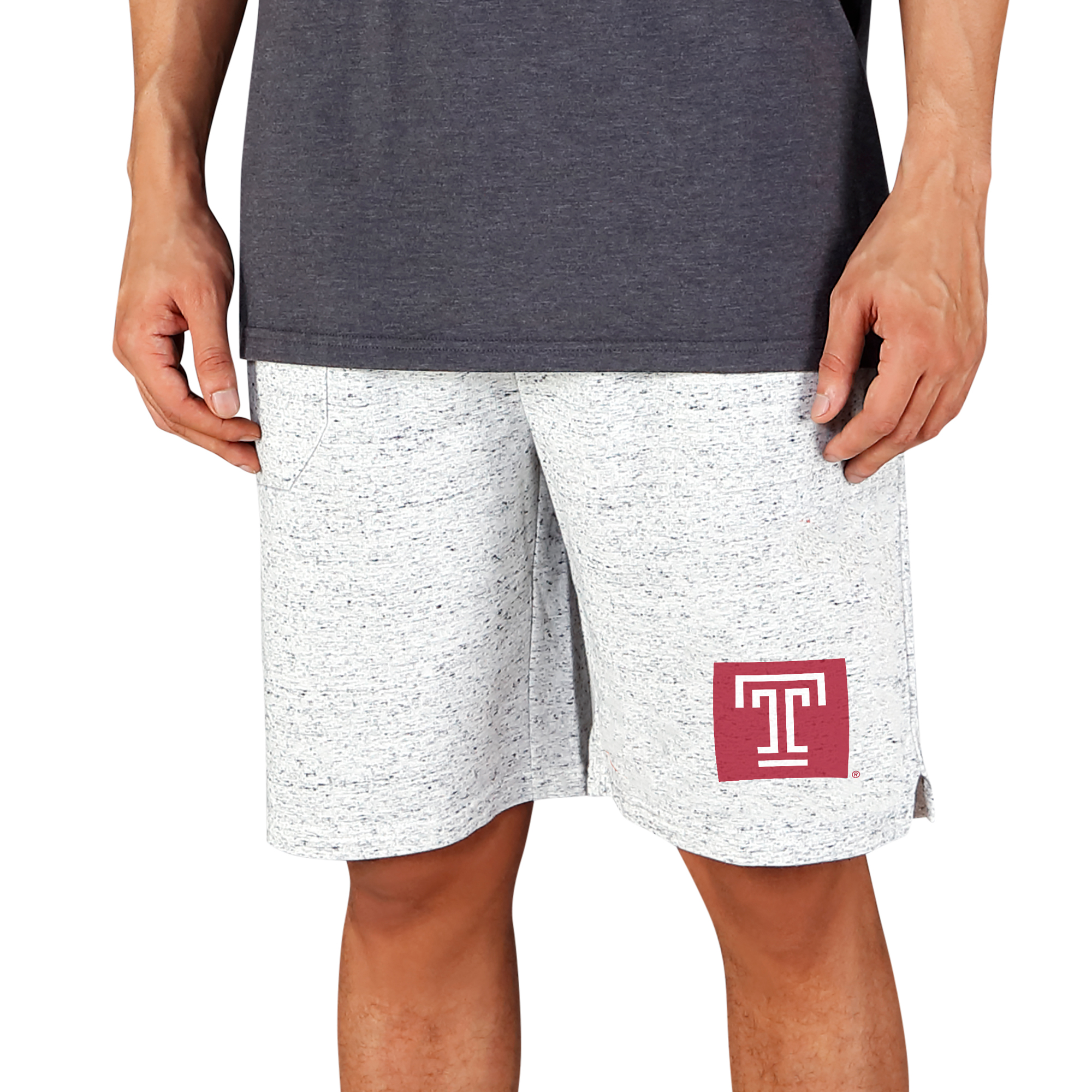Men's Concepts Sport White/Charcoal Temple Owls Throttle Knit Jam Shorts