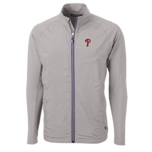 Men's Cutter & Buck Gray Philadelphia Phillies Big & Tall Adapt Eco Knit Full-Zip Jacket