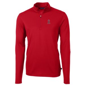 Men's Cutter & Buck Red Los Angeles Angels Big & Tall Virtue Eco Pique Quarter-Zip Pullover Jacket