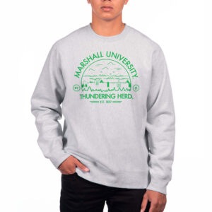 Men's Uscape Apparel Gray Marshall Thundering Herd Premium Heavyweight Crew Neck Sweatshirt