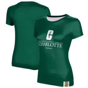 Women's ProSphere Green Charlotte 49ers Business Logo Stripe T-Shirt