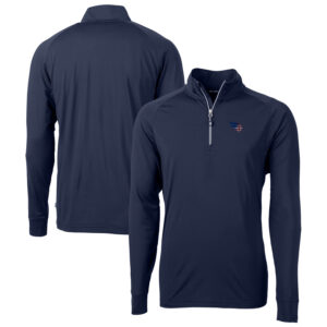 Men's Cutter & Buck Navy Tennessee Titans Team Adapt Eco Knit Hybrid Recycled Quarter-Zip Pullover Top
