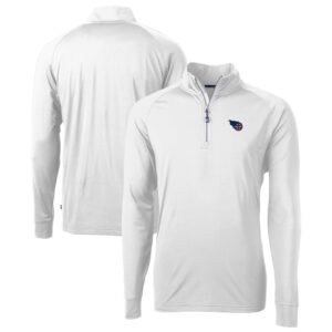 Men's Cutter & Buck White Tennessee Titans Team Adapt Eco Knit Hybrid Recycled Quarter-Zip Pullover Top