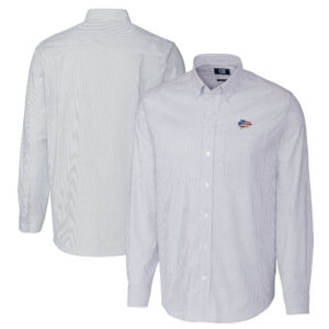 Men's Cutter & Buck Light Blue Kansas City Chiefs Big & Tall Stretch Oxford Stripe Long Sleeve Button-Down Shirt