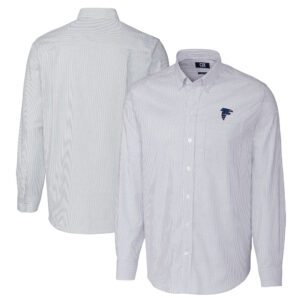 Men's Cutter & Buck Light Blue Atlanta Falcons Big & Tall Stretch Oxford Stripe Long Sleeve Button-Down Shirt