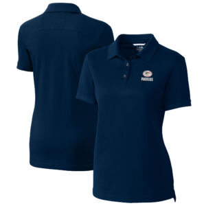 Women's Cutter & Buck Navy Green Bay Packers Advantage DryTec Tri-Blend Pique Polo