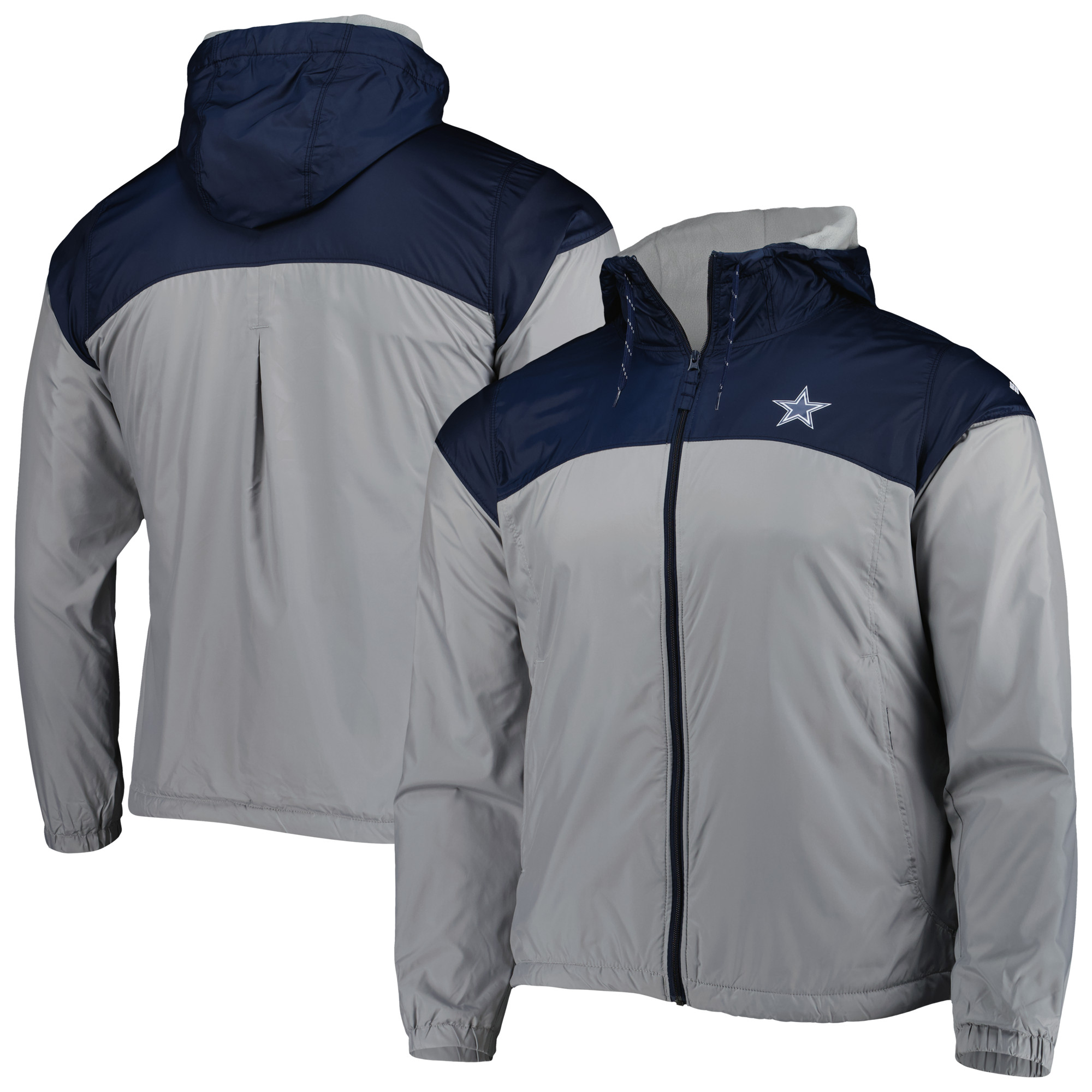 Men's Columbia Silver/Navy Dallas Cowboys Flash Forward II Full-Zip Windbreaker Jacket - Image 8
