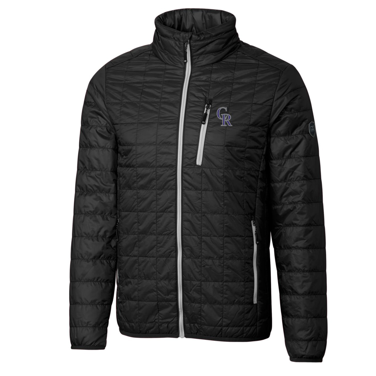 Men's Cutter & Buck Black Colorado Rockies Big & Tall Rainier Full-Zip Puffer Jacket - Image 6