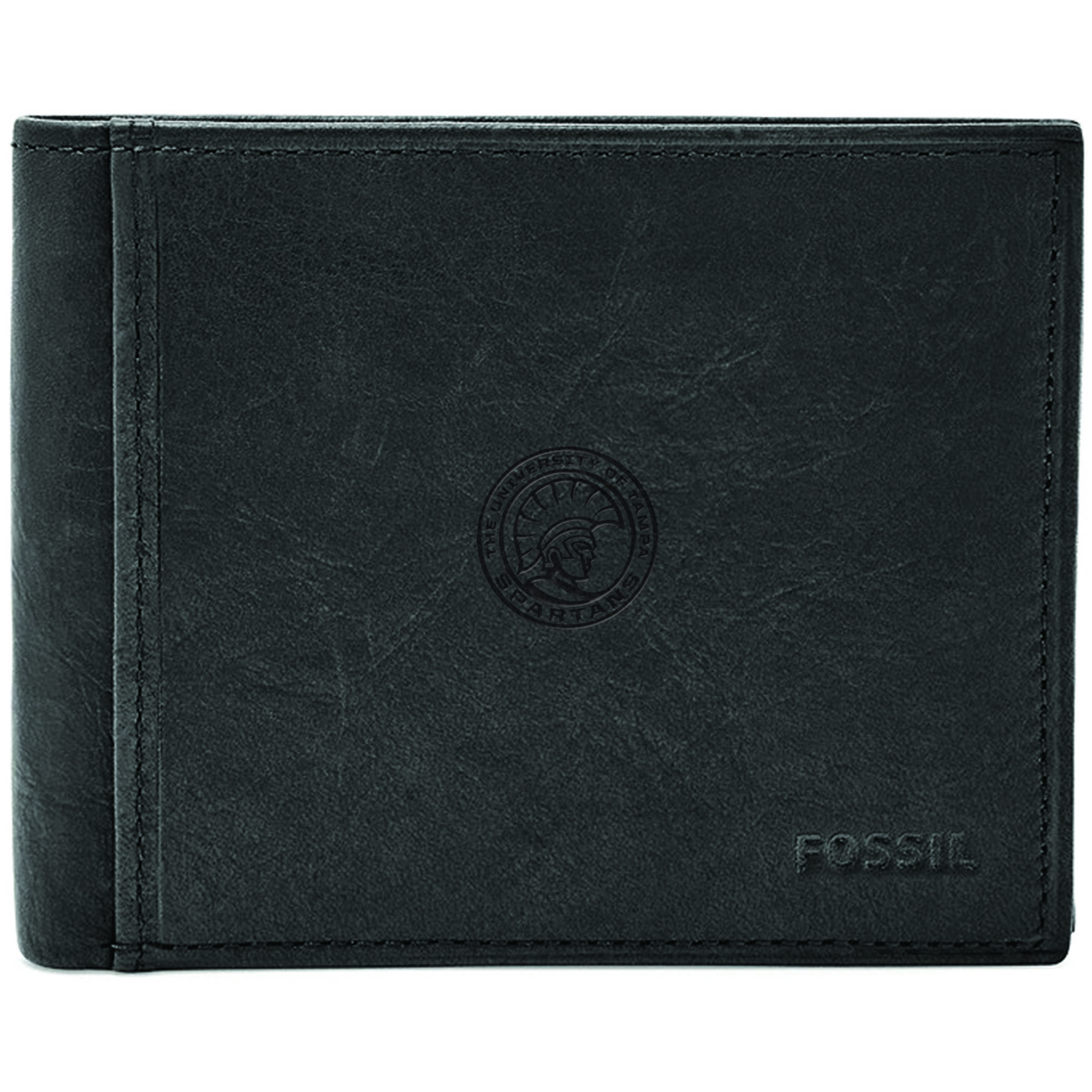 Men's Fossil Black University of Tampa Spartans Leather Ingram RFID Flip ID Bifold Wallet