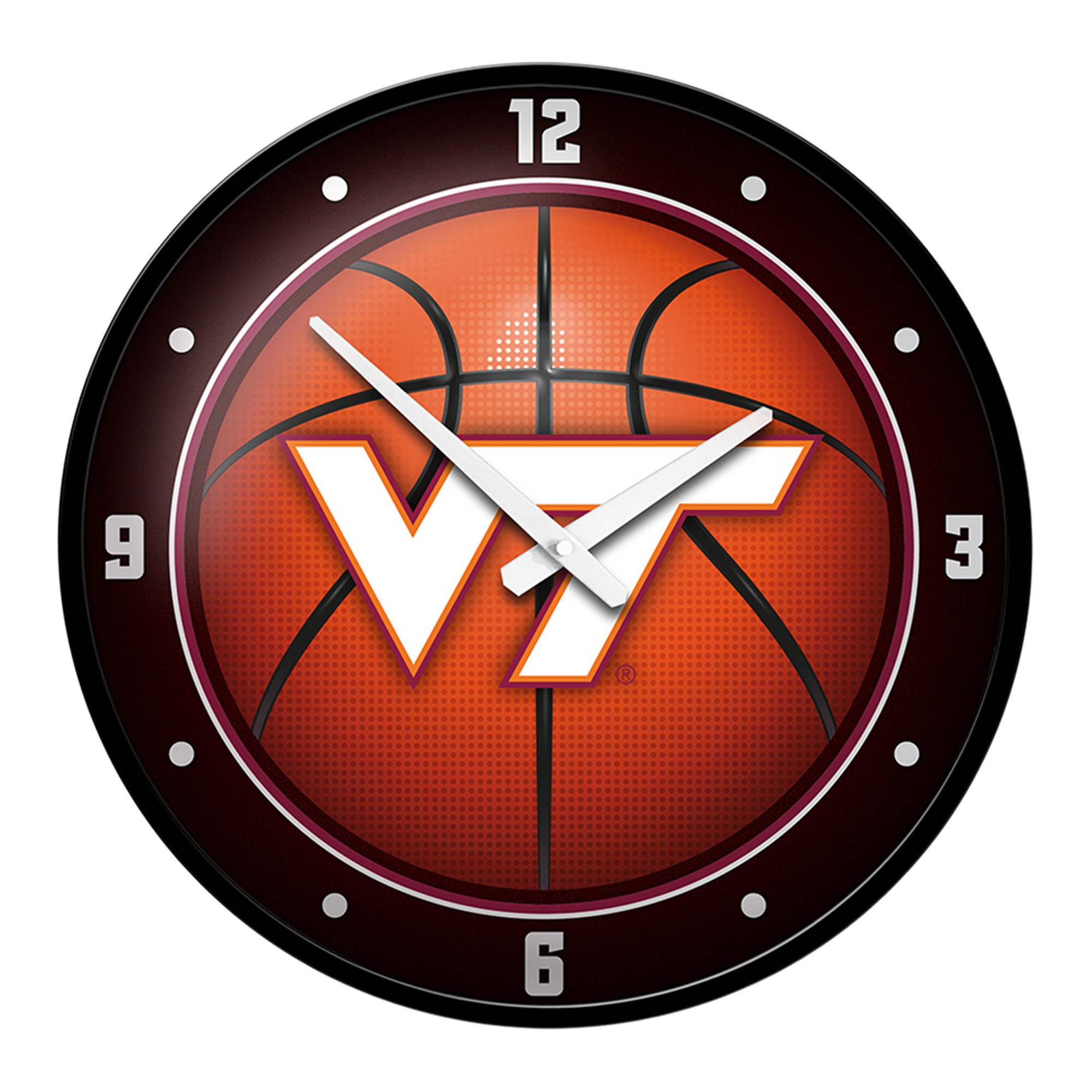 Orange Virginia Tech Hokies Basketball Modern Disc Wall Clock - Image 7