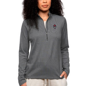 Women's Antigua Heather Charcoal NC State Wolfpack Epic Quarter-Zip Pullover Top