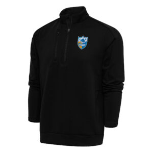 Men's Antigua Black Los Angeles Chargers Team Logo Throwback Generation Quarter-Zip Pullover Top